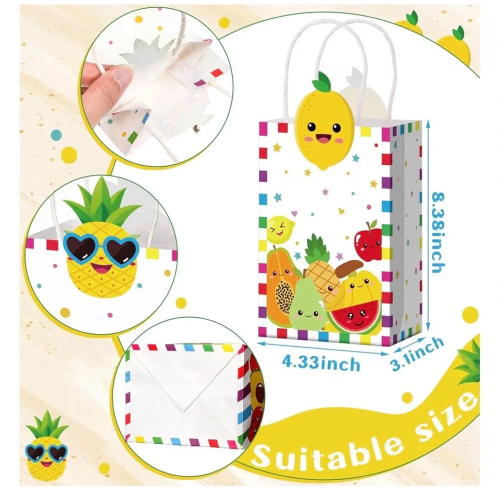 Kolldenn 24pcs Fruit Party Favors Bags Bulk with Handles